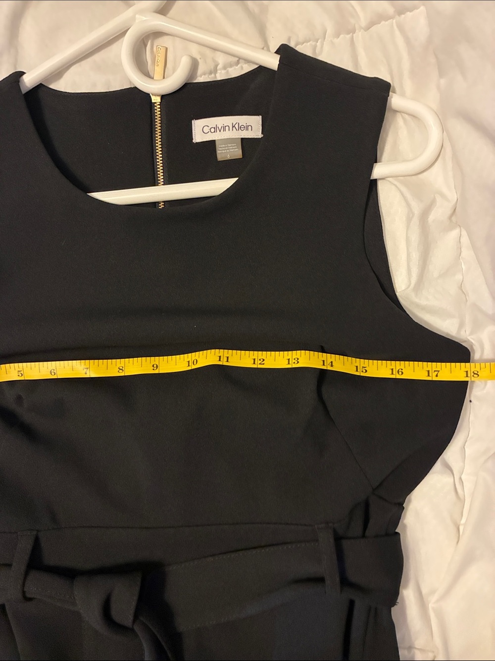 Calvin Klein Black Sleeveless Belted A-Line Dress- size 6 new without tags - Picture 5 of 5